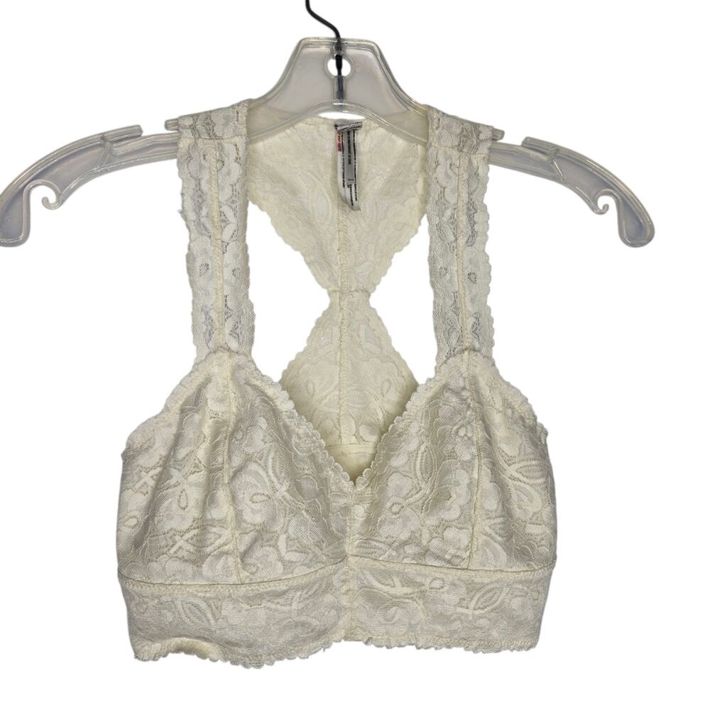 Intimately Free People Lace Bralette Ivory Racerback Lined Stretch Women XS